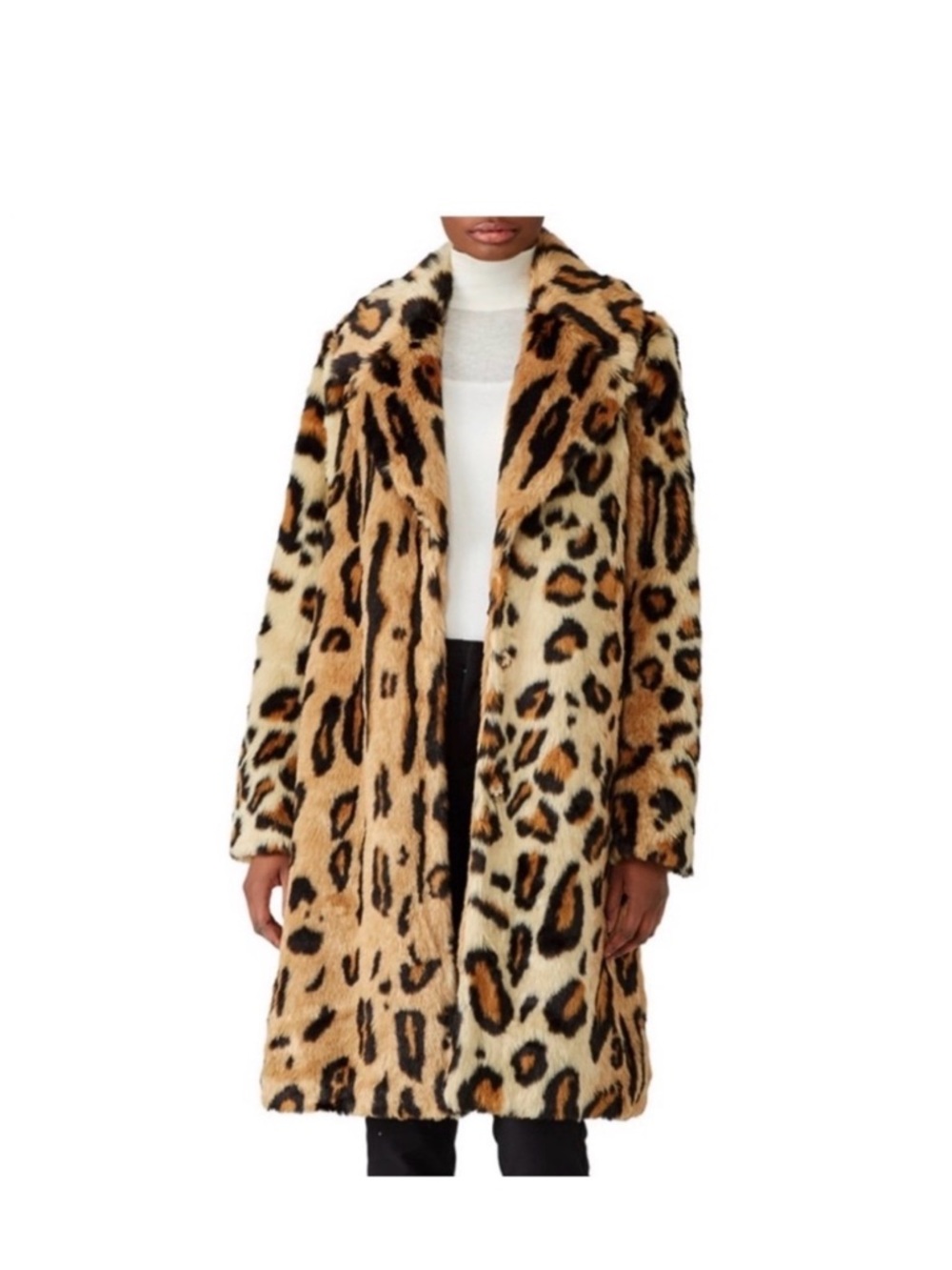 Show Me Your MuMu Leopard-Print Faux Fur Coat in Tan, Black & Cream - Picture 5 of 5